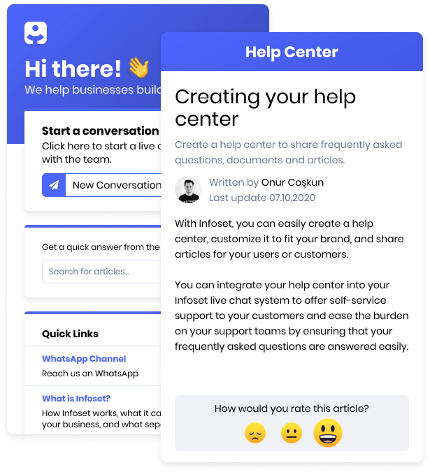 Help center articles, help desk, knowledge base